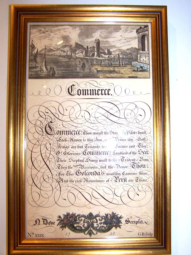 An 18th century engraving entitled "COMMERCE" dated 1738 — image 2